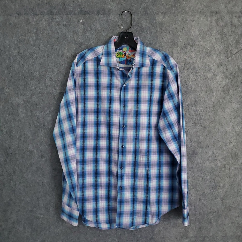 Robert Graham Classic‎ Fit Men's Small Purple Blue Long Sleeved Button Up Shirt